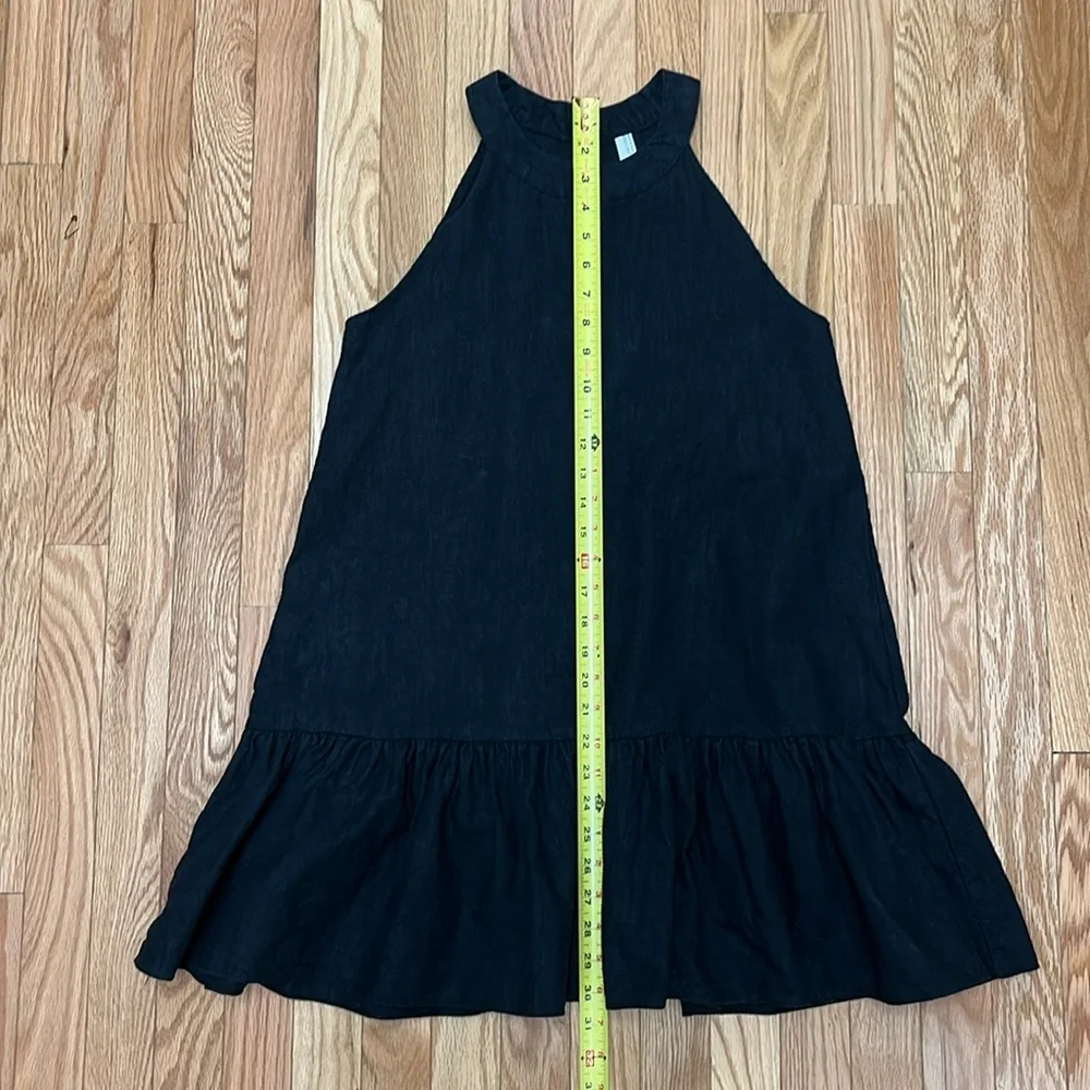 Black Linen‎ Halter Ruffle Mini dress
